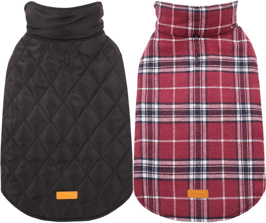 Kuoser Warm Dog Coat, Waterproof Dog Jacket for Extra Large Dogs, Adjustable Durable XL Doggie Winter Coat Reversible Cozy Puppy Cold Weather Apparel from Small to Large Breed, Red XL