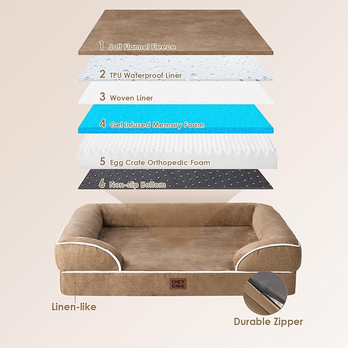 EHEYCIGA Orthopedic Dog Beds for Large Dogs, Waterproof Memory Foam Large Dog - Image 5