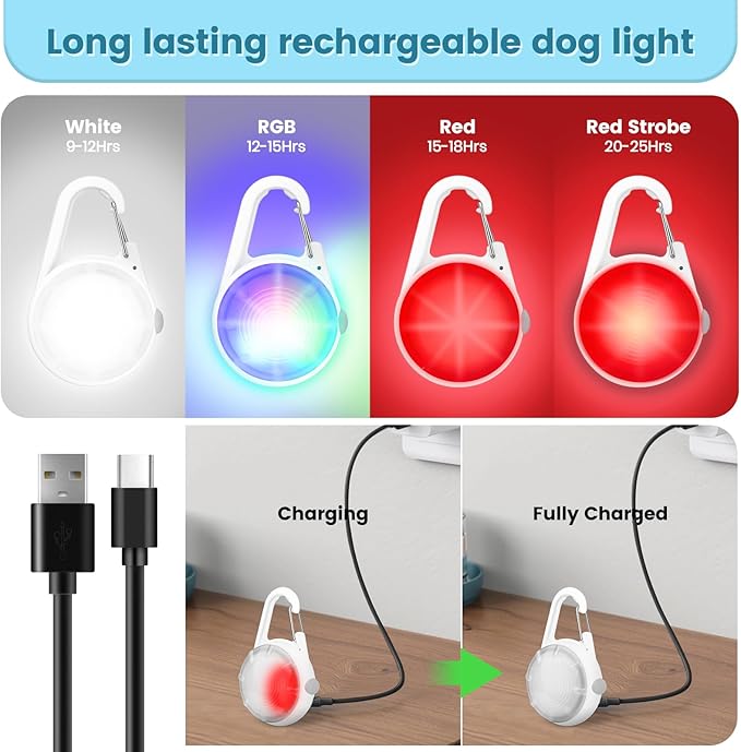 2Pack Dog Lights for Night Walking Dog Collar Light Clip on Glow in The Dark - Image 2