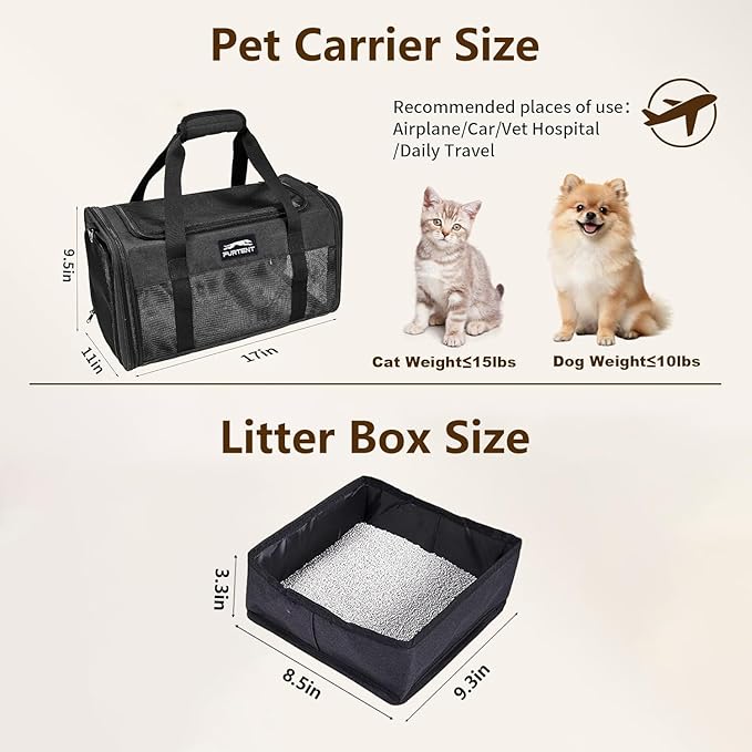 TSA Approved Pet Carrier for Small Cats and Puppies, Soft-Sided and Foldable - Image 2