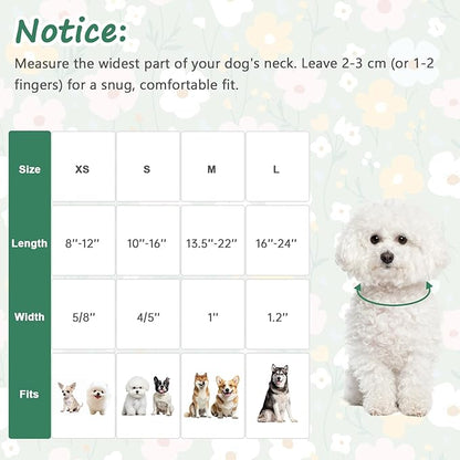 Dog Collar with Floral Patterns, Spring Summer Collection Green Dog Collar with - Image 2