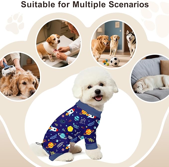 Bienbee Dog Pajamas, 4 Pack Dog Recovery Suit Shedding Suit Cute Soft Puppy - Image 7