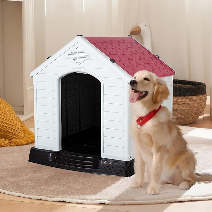 FDW Dog House Indoor Outdoor Durable Ventilate Waterproof Pet Plastic Dog House - Image 6