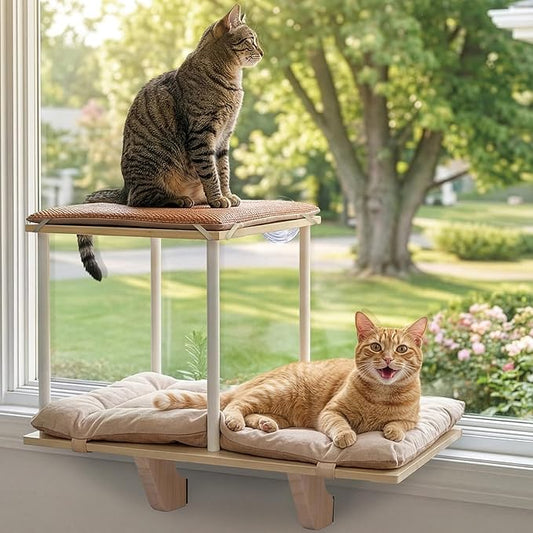 PETSFIT Cat Window Perch, Dual-Level Hammock by Petsfit