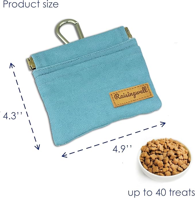 Raisingwell Dog Treat Pouch, Cotton Fabric, Hand Free Dog Walking Bag - Image 2