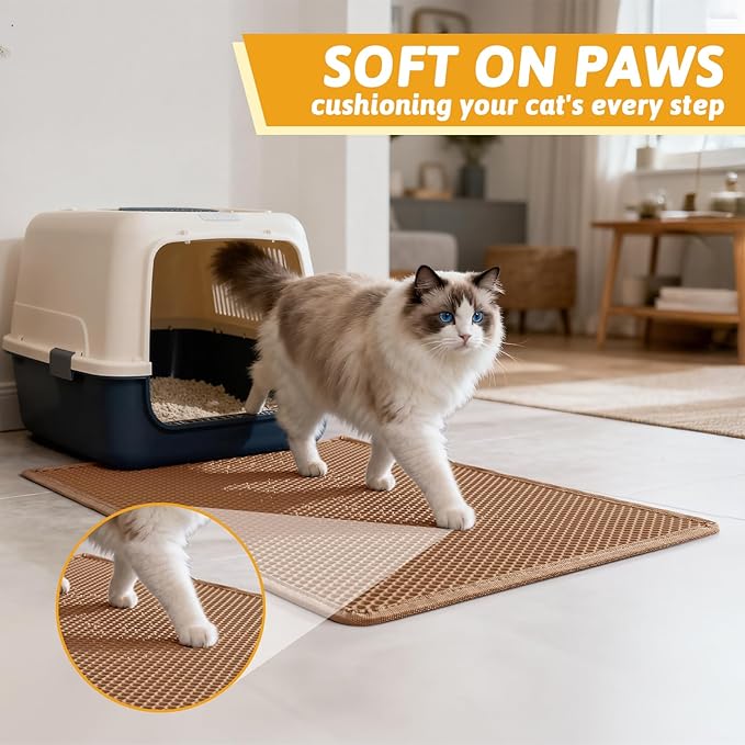 Pieviev Cat Litter Mat Double Layer Waterproof Urine Proof Trapping Mat 1 Pack - Image 4