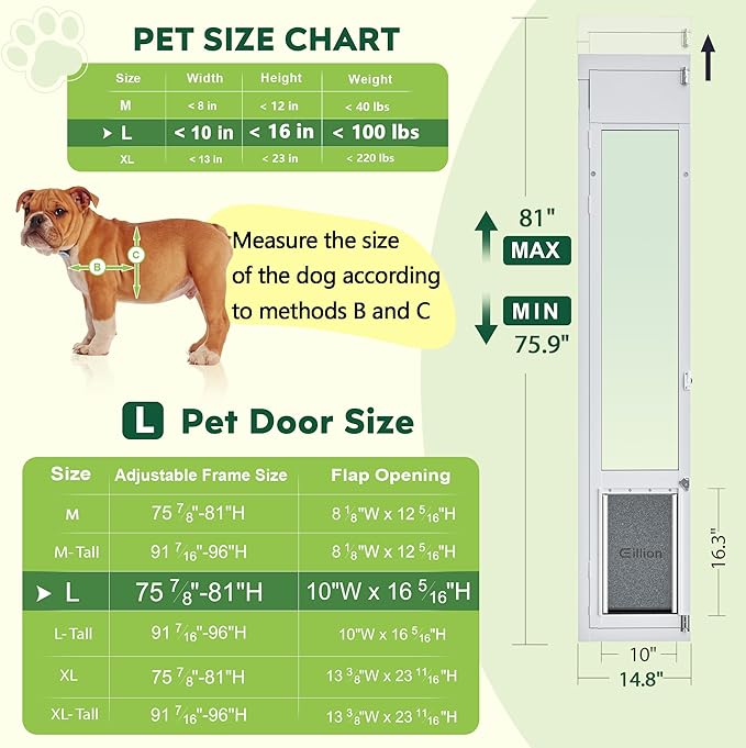 3 Flap Large Dog Door for Sliding Glass Door, Openable Pet Door for Sliding - Image 2