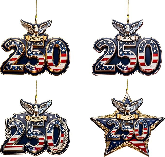 4 Pcs 250th Anniversary Hanging Ornamen 2D Flat Acrylic Eagle & Stars 4th of by BHOOKA