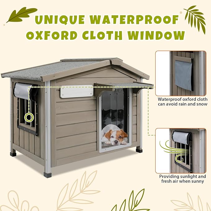 PetsCosset 30.1" L Large Dog House Outdoor & Indoor, Fir Wood Dog Kennel - Image 3