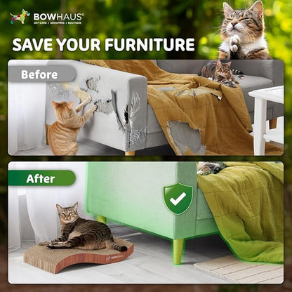 BOWHAUS Curved Cat Scratcher Cardboard, Reversible Scratcher, Durable & - Image 4
