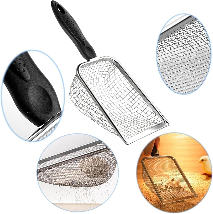 Cat Litter Scoop, Stainless Steel Cats Sturdy Mesh Scooper Kitty Metal Scooper - Image 4