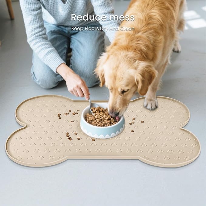 PWTAA Dog Food Mat Anti-Slip Silicone Dog Bowl Mat Thicker Pet Placemat - Image 8