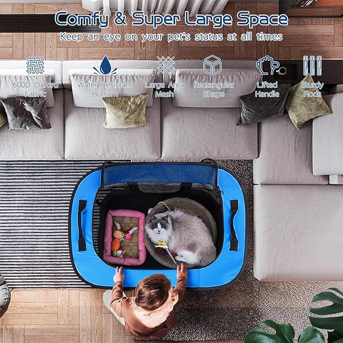 Dog Playpen, Pet Playpen, Foldable Puppy Cat Playpen, Portable Exercise Kennel - Image 5