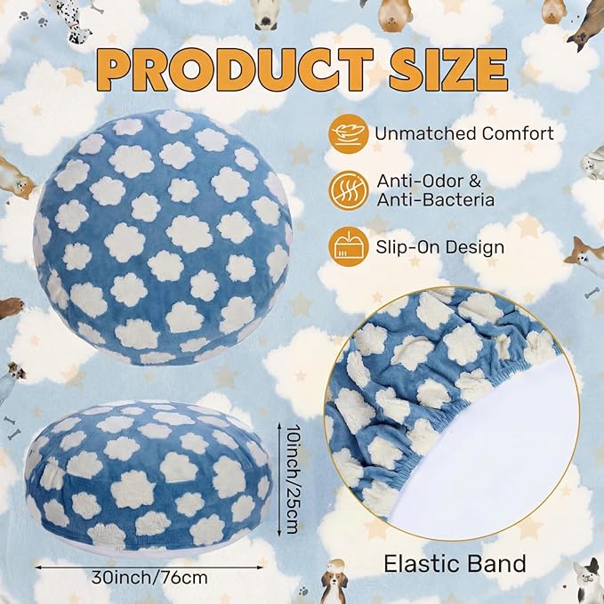 Youyole Medium Washable Round Dog Bed Cover Replacement Waterproof 30 x 30 x 10 - Image 2