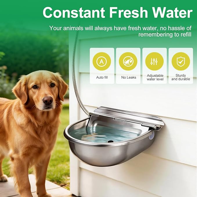 Metal Automatic Dog Water Bowl Dispenser, Outdoor Heavy Duty Stainless Steel - Image 8