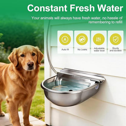 Metal Automatic Dog Water Bowl Dispenser, Outdoor Heavy Duty Stainless Steel - Image 8