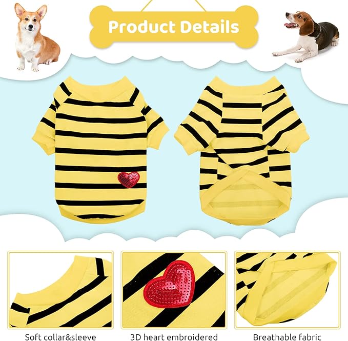 Pet Dog Striped T-Shirt Dogs Cats Cotton Vest Spring Summer Pet Apparel Tee - Image 2