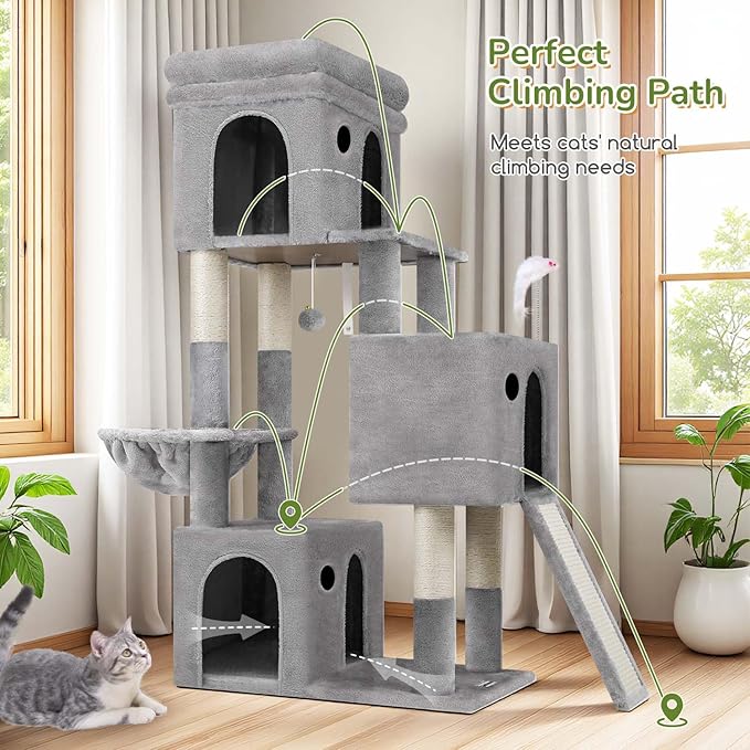 Globlazer 52in Cat Tower for Multiple Indoor Cats, Heavy Duty Multi-Level Cat - Image 5