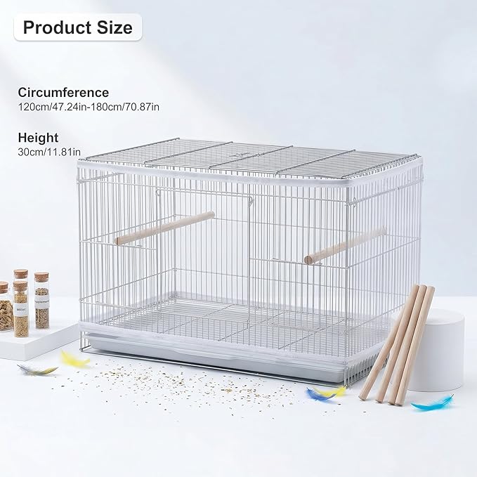 Large Bird Cage Seed Catcher Adjustable Soft Airy Skirt Guard Birdcage Nylon - Image 2