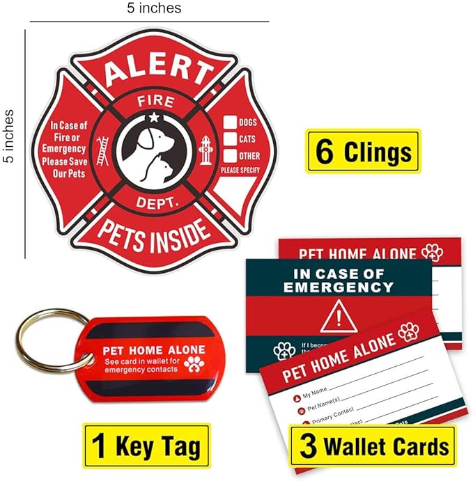 Pet Alert Stickers Static Cling Window Decals Emergency Pets Rescue Sign - Image 2