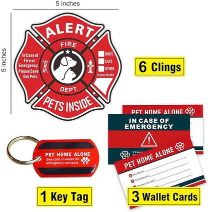 Pet Alert Stickers Static Cling Window Decals Emergency Pets Rescue Sign - Image 2
