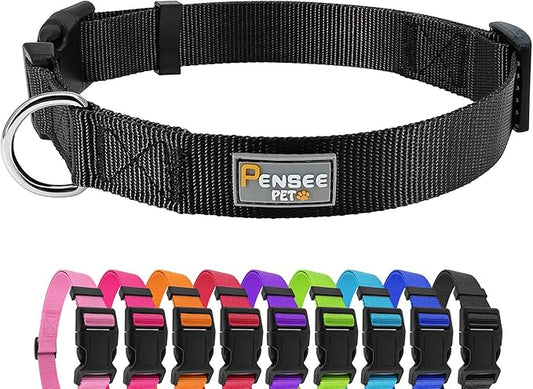 Dog Collar Black Basic Adjustable Dog Collars by Penseepet