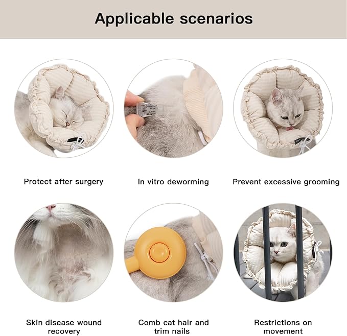 H HIDREAM Soft Cat Cone Collar， Cute Adjustable Cat Recovery Collar，Elizabethan - Image 4