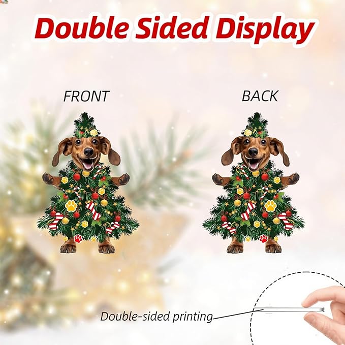 8 Pcs Christmas Tree Ornaments Acrylic Dog Hanging Ornaments - Image 4