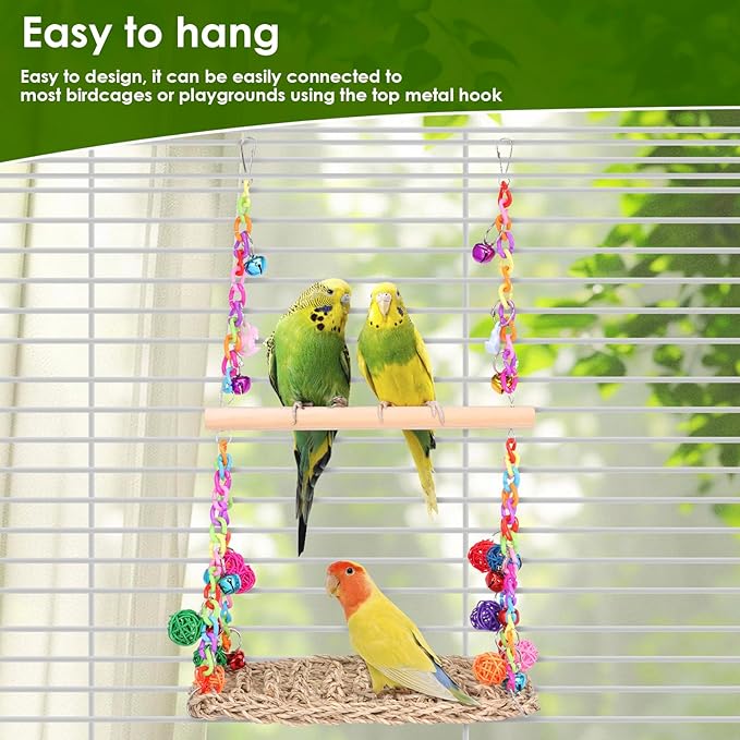 2 in 1 Bird Swing, Double Layer Bird Swing, Add Interest, Double Parrot Swings - Image 5