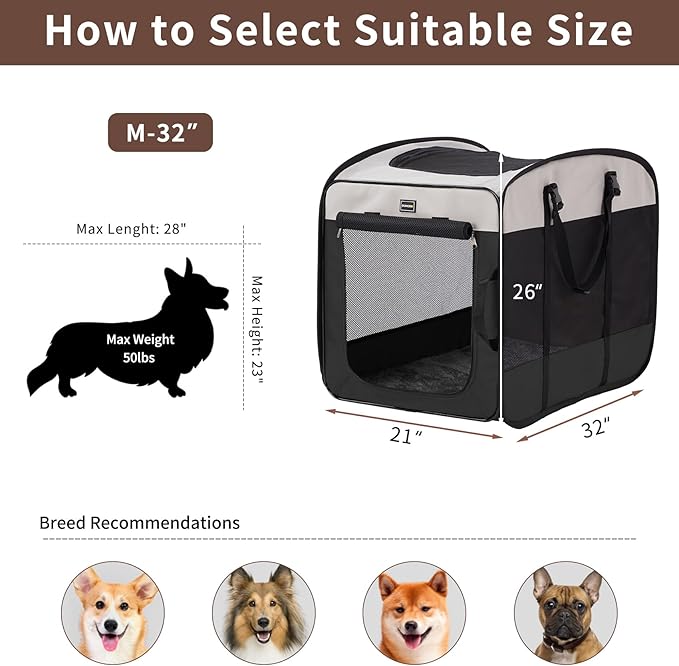 DONORO Dog Kennels and Crates for Medium Dogs, Portable Pop Up Indoor Pet Cage - Image 6