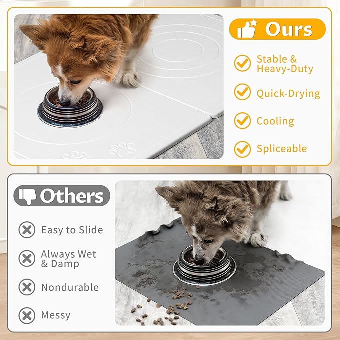 Stone Dog & Cat Food Mat, Bite-Proof Non-Slip Large Diatomaceous Pet Feeding Mat - Image 8