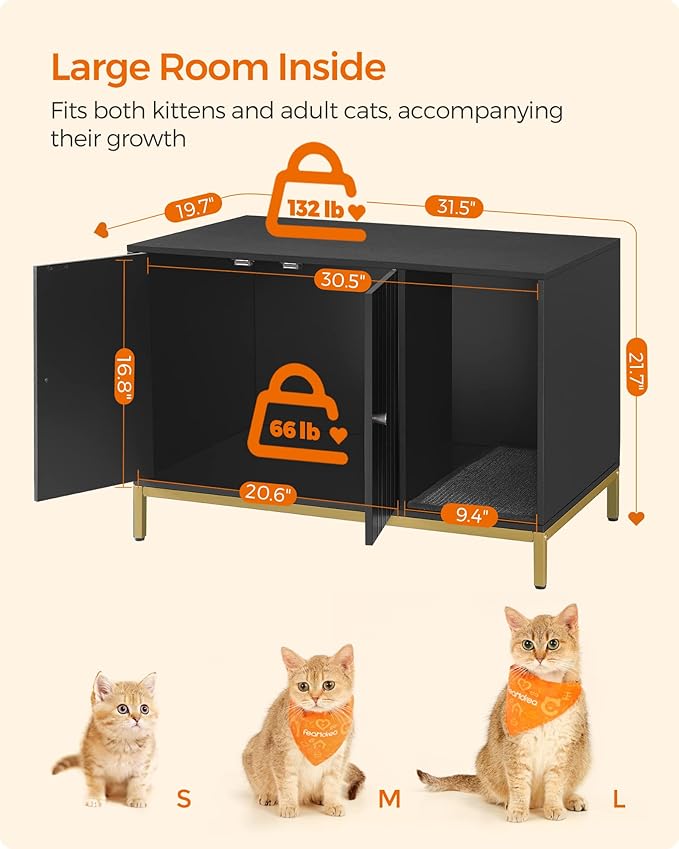 Feandrea Cat Litter Box Enclosure, Hidden Litter Box Furniture - Image 6