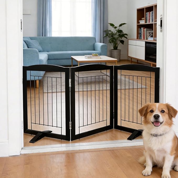 ZJSF Freestanding Dog Fence Indoor, Foldable Dog Gate by ZJSF