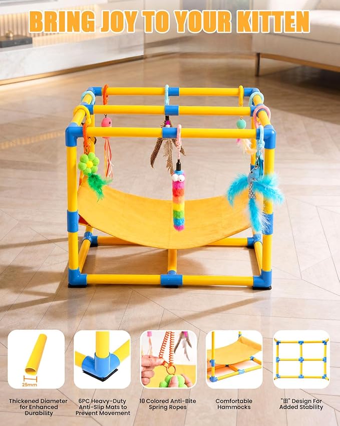 Cat Jungle Gym with Hanging Interactive Toys, Indoor Cat Activity Center with - Image 4