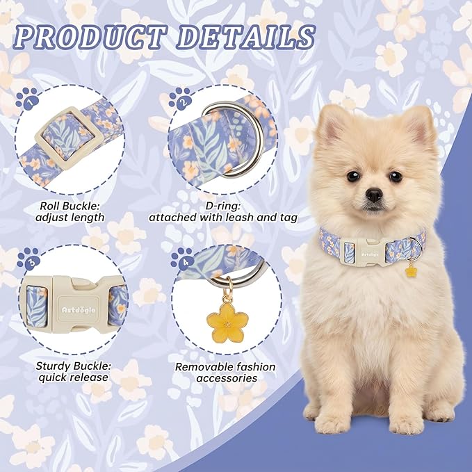 Floral Dog Collar, Cute Girl Boy Dog Collar Ideal Daily Use - Image 3
