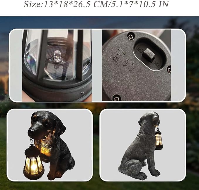 Dog Statue with Solar Lantern - Image 5