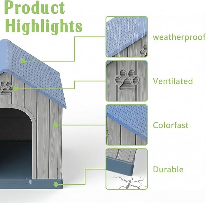 VIXZEN Outdoor Dog House, Resin Material, Large Outdoor Dog House - Image 4