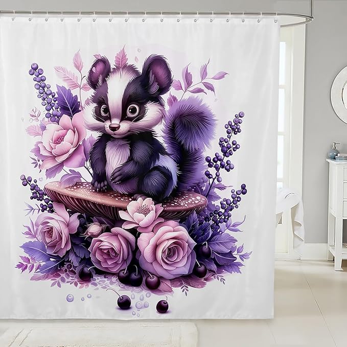 Erosebridal Cute Skunk Girls 72" Wx78 L Shower Curtains Cartoon Animal Bathroom by Erosebridal