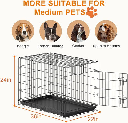 FDW 36" Foldable Metal Dog Crate - Image 5