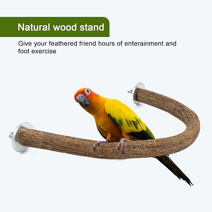 Rypet Natural Wood Bird Perch, U-Shaped Safe Chew & Rest Perch - Image 5