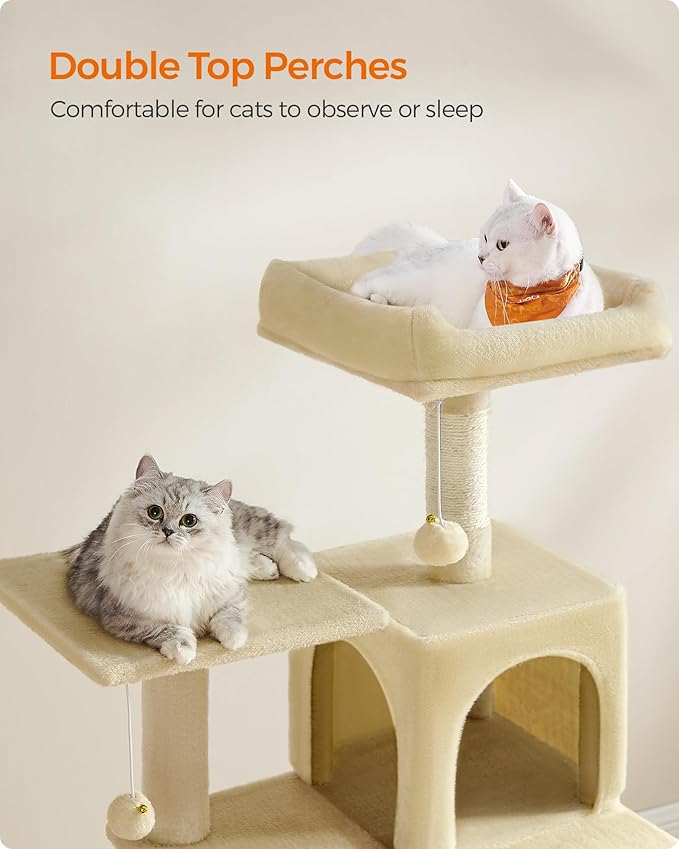 Feandrea Cat Tree, 54.2-Inch Cat Tower, Plush Multi-Level Condo - Image 3