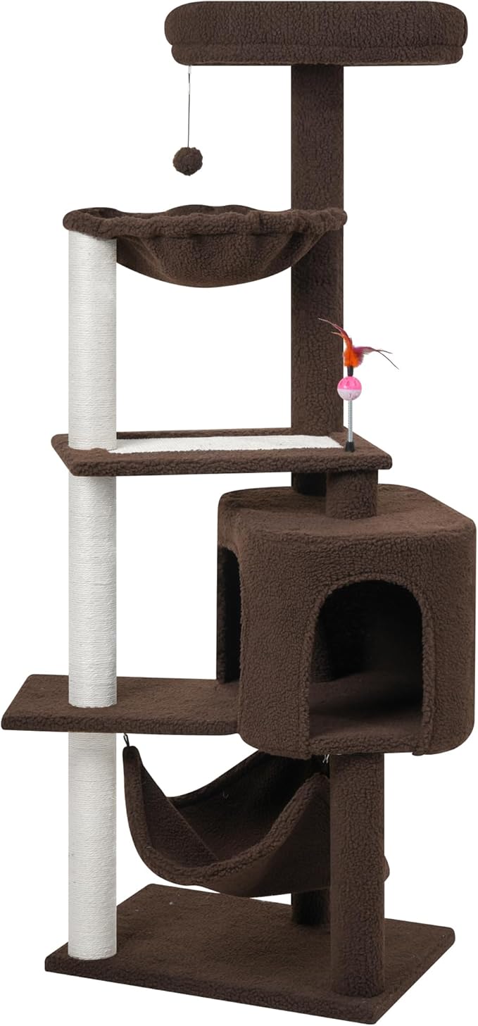YUNIQUE Cat Tree with Cat Condo Scratch Posts Scratch Tablet and Big Hammock - Image 2