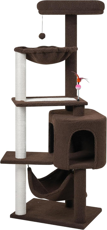 YUNIQUE Cat Tree with Cat Condo Scratch Posts Scratch Tablet and Big Hammock - Image 2