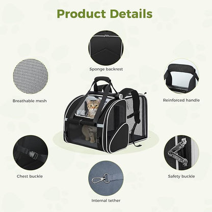 Lekereise Widened Pet Backpack Travel, Wide Pet Carrier Backpack - Image 6
