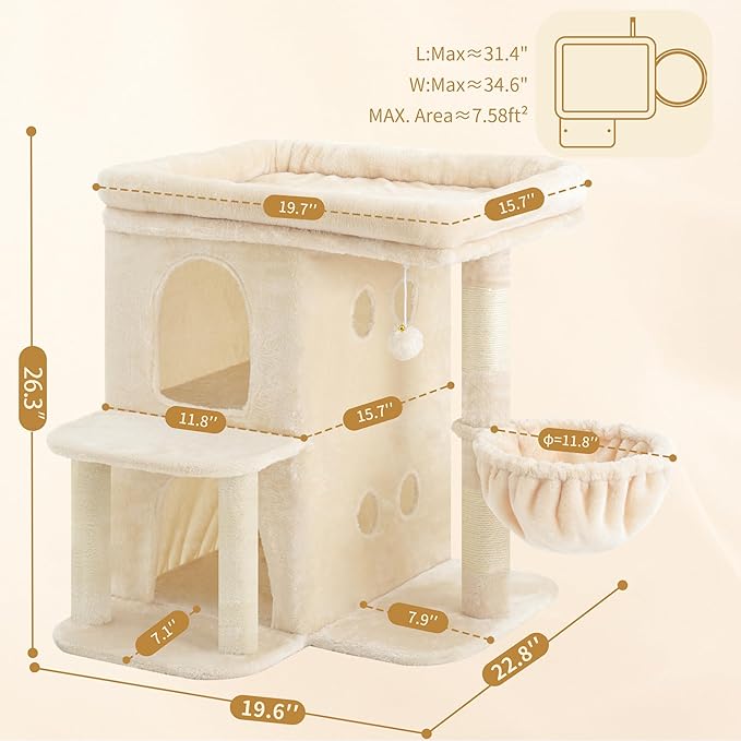 Heybly Cat Tree, 26.3-inch Cat Tower - Image 3