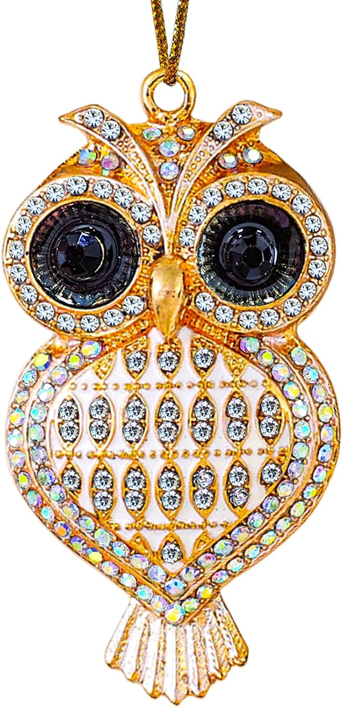Owl Christmas Ornaments, Handmade Gold Metallic Ornament by JUNQIUUS