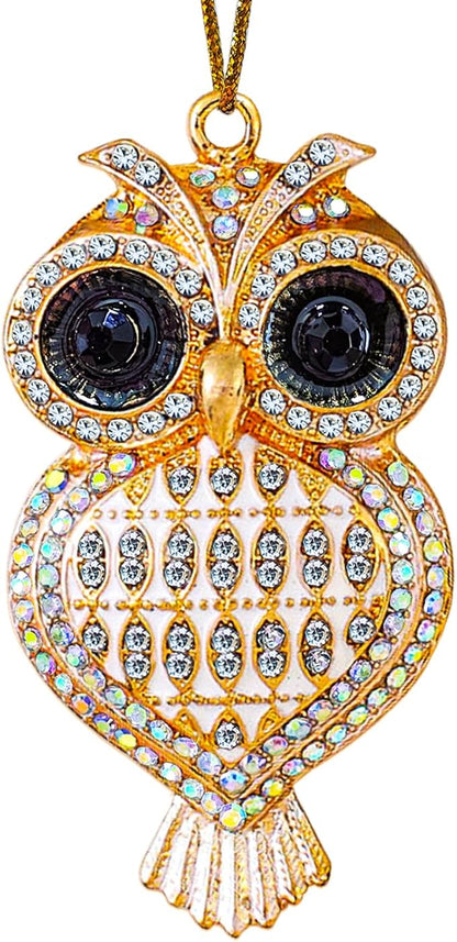 Owl Christmas Ornaments, Handmade Gold Metallic Ornament by JUNQIUUS