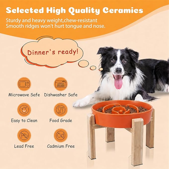 Elevated Slow Feeder Dog Bowl Large Breed, 8.8 Inch Ceramic Slow Eating Bowl - Image 4