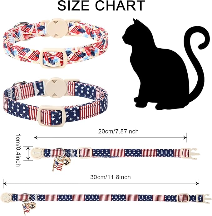 2 Pack American Flag Cat Collars Breakaway - Image 3