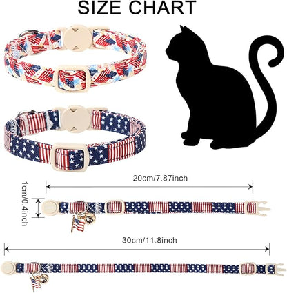 2 Pack American Flag Cat Collars Breakaway - Image 3